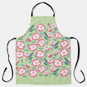 Delantal Flores de primavera, hierbas, pancarta verde claro
