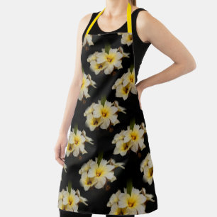 Delantal Flores de satén elegantes en negro