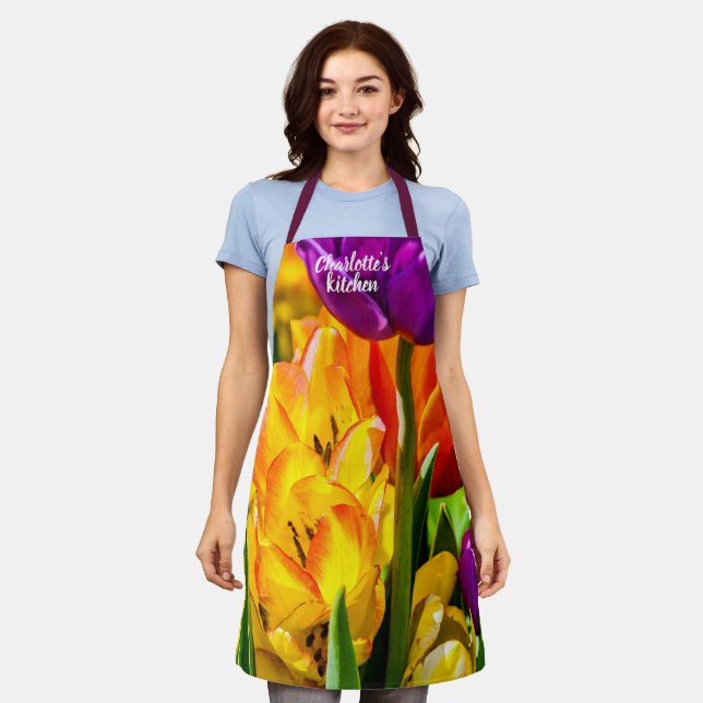 Delantal Flores de tulipanes atractivas (Gastado)