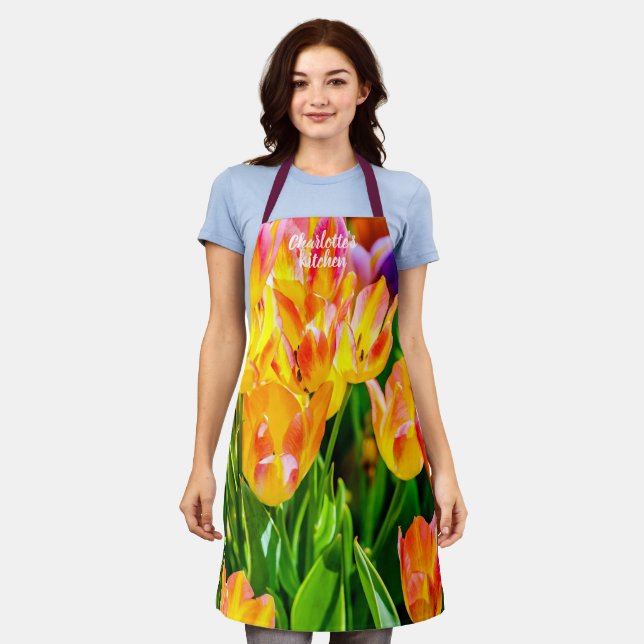 Delantal Flores De Tulipanes Cuestas Y Modas (Gastado)