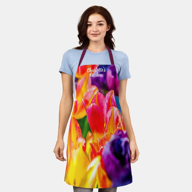 Delantal Flores de tulipanes dulces y dulces (Gastado)