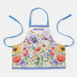 Delantal Flores de verano coloridas y personalizadas para n