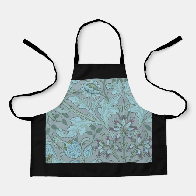 Delantal Flores Decorativas de Azul Pastel (Anverso)