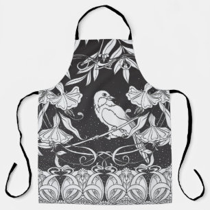Delantal Flores decorativas Poster de Aves Nouveau