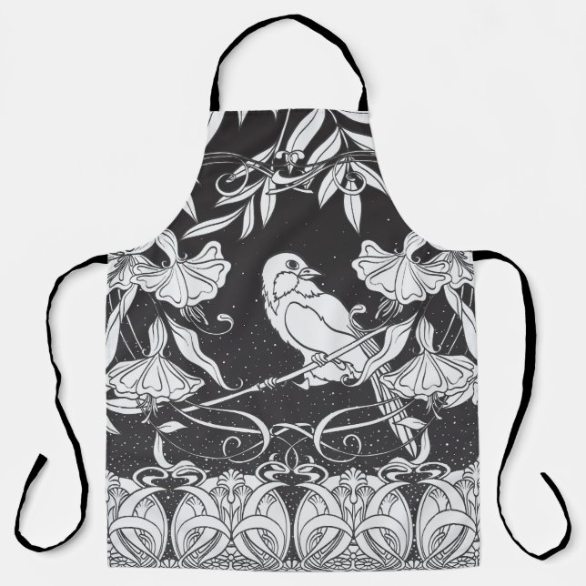 Delantal Flores decorativas Poster de Aves Nouveau (Anverso)