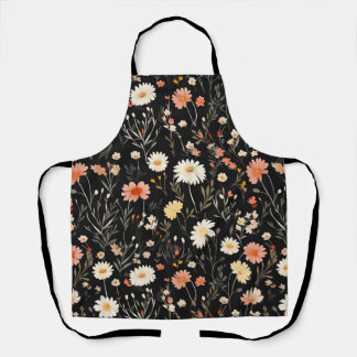 Delantal Flores doradas en un fondo oscuro