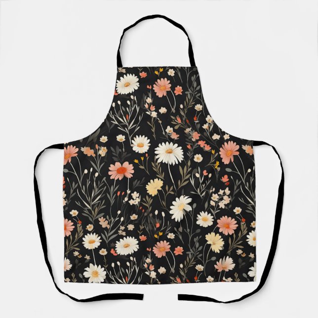 Delantal Flores doradas en un fondo oscuro (Anverso)