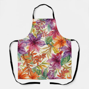 Delantal Flores elegantes de verano en acuarela tonos brill