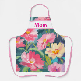 Delantal Flores en azul