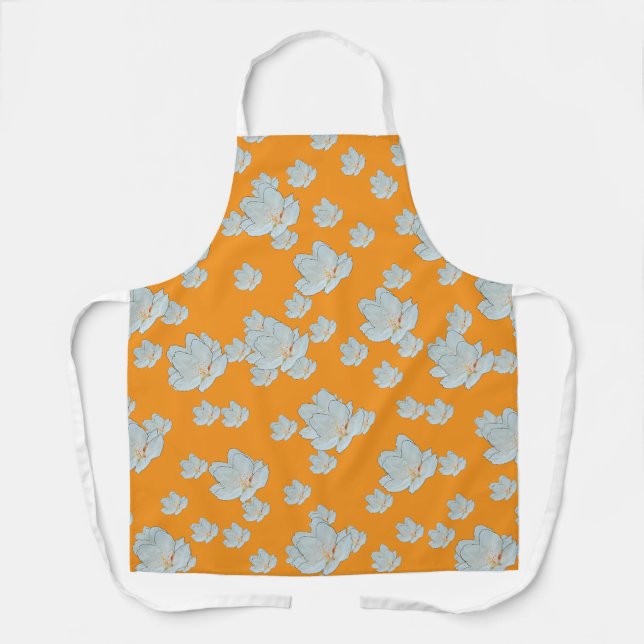 Delantal Flores en Naranja (Anverso)
