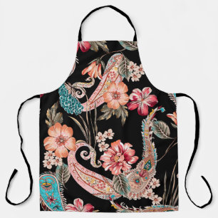 Delantal Flores étnicas y hojas con més paisley