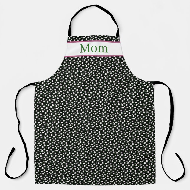 Delantal Flores felices negras (Anverso)