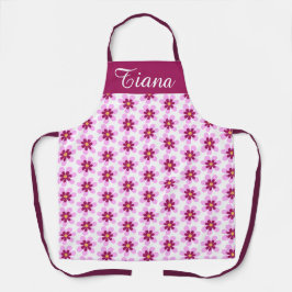 Delantal Flores Florales De Color Rosa Y Amarillo