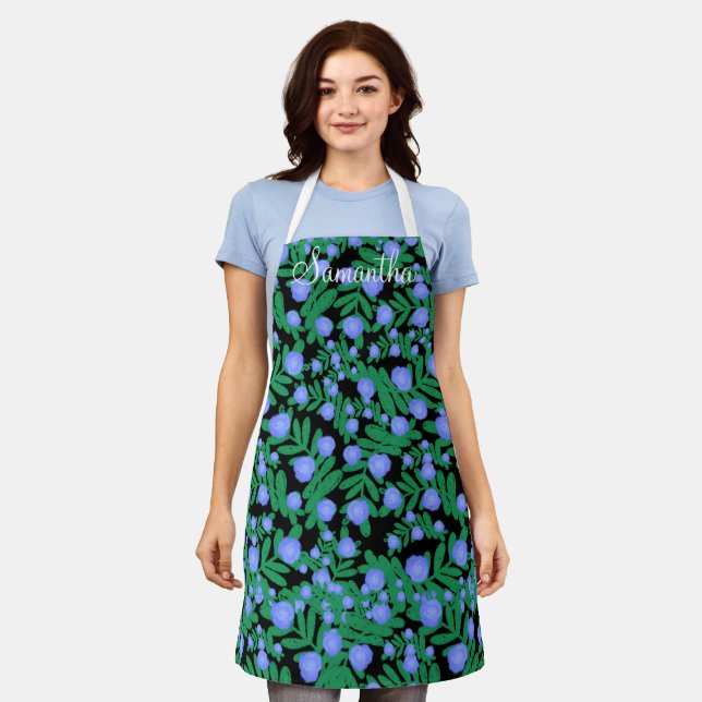 Delantal Flores Florales Púrpura Claras Y Plantas De Hojas  (Gastado)