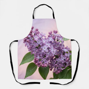 Delantal Flores frescas de lila púrpura Floral de primavera