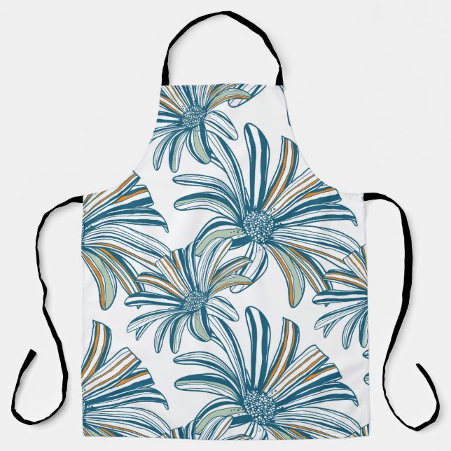 Delantal Flores Gerbera, Diseño Vintage Seamless. (Anverso)