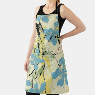 Delantal Flores hawaianas azules y amarillas