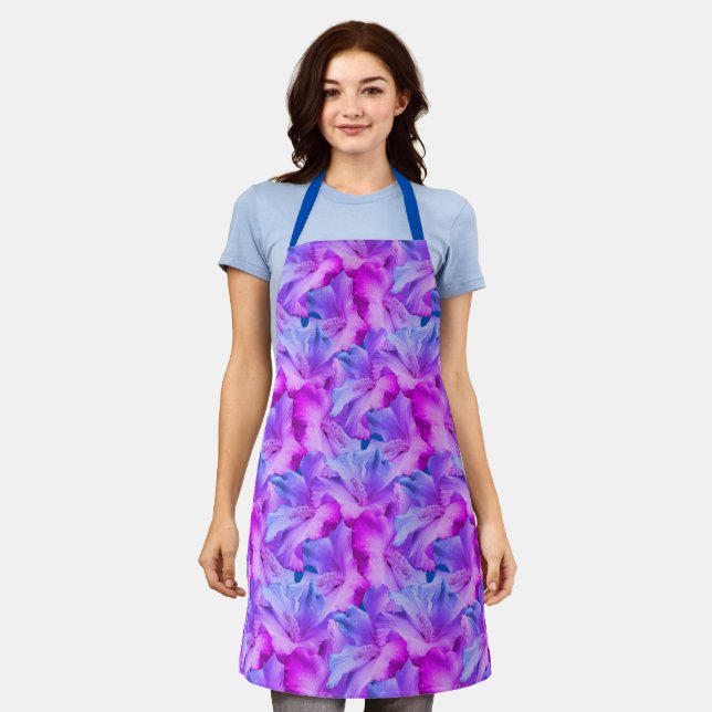 Delantal Flores Hibiscus Blancas Tintadas (Gastado)