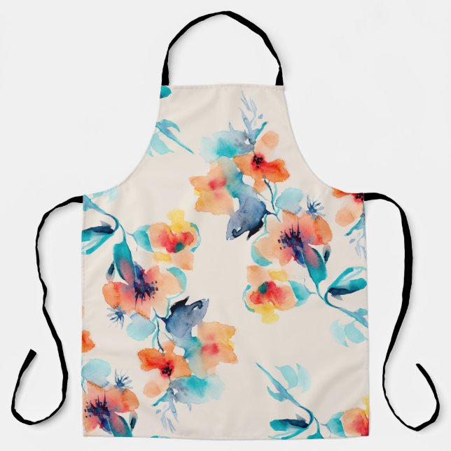 Delantal Flores hibiscus: Patrón de Ilustracion acuarela (Anverso)