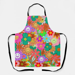Delantal Flores Hippie Retro Groovy Boho