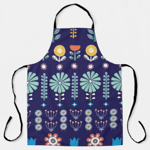 Delantal Flores lineales escandinavas, motivo de verano