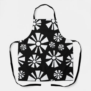 Delantal Flores modernas de mediados del siglo XX Blanco ne
