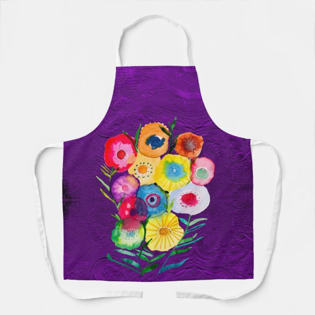 Delantal Flores negras de solla floral (Anverso)