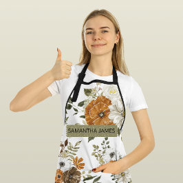 Delantal Flores pasteles modernas y regalo personalizado de