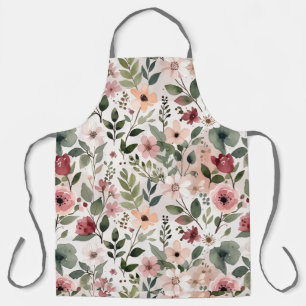 Delantal Flores pintadas a mano en elegante acuarela modern