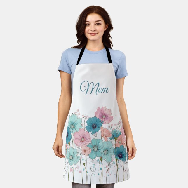Delantal Flores primaverales vintage para mamá (Gastado)