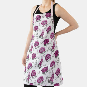 Delantal Flores profundo malva decorativas modernas