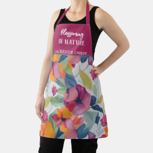 Delantal Flores púrpuras personalizadas Patrones de mujeres