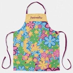 Delantal Flores retro psicodélicas de los años 60 divertida