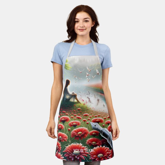 Delantal Flores rojas Chicas de fantasía (Gastado)