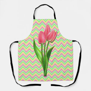 Delantal Flores Rosa Chevron Despojó Apron multicolor