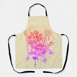 Delantal Flores rosa y morada