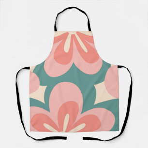 Delantal Flores rosa y turquesa de estilo retro
