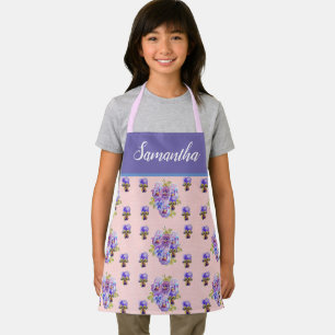 Delantal Flores rosadas Shabby Pansy Violeta Pastel Niñas