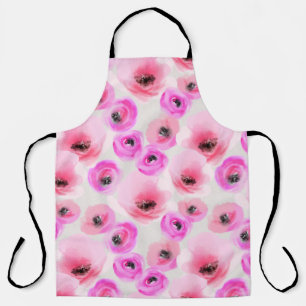 Delantal Flores rosas acuarela arte digital