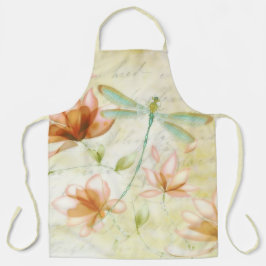 Delantal Flores rosas y libélula