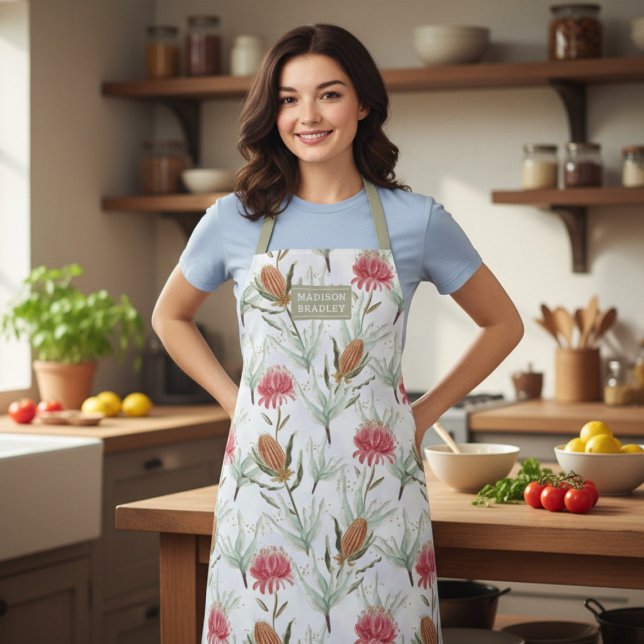Delantal Flores salvajes de acuarela australiana personaliz (Subido por el creador)