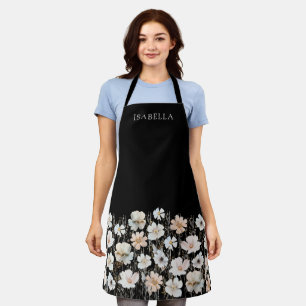 Delantal Flores Silvestres Acuarela Nombre Personalizado