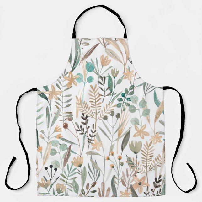 Delantal Flores silvestres acuarela sin fisuras. Flores f (Anverso)
