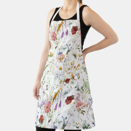 Delantal Flores silvestres boho acuarela primavera Flor