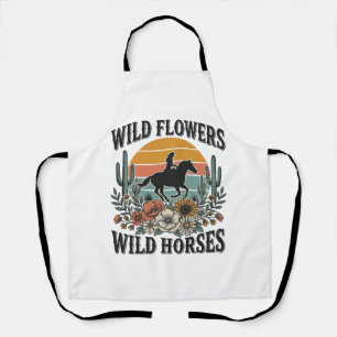 Delantal Flores Silvestres Caballos Salvajes Camisa Floral