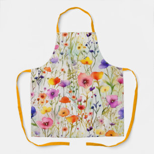 Delantal Flores silvestres de colores elegantes acuarela