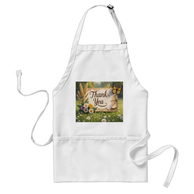 Delantal Flores silvestres dibujadas a mano, tallos de trig (Frente)