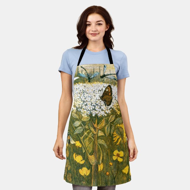 Delantal Flores silvestres, mariposas, prados de estilo Art (Gastado)