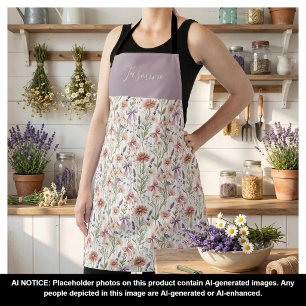 Delantal flores silvestres nombre personalizado patrón de l