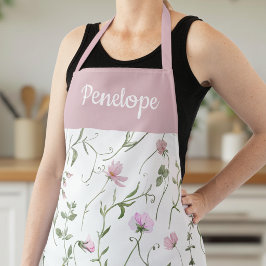 Delantal Flores silvestres personalizadas con nombre en acu